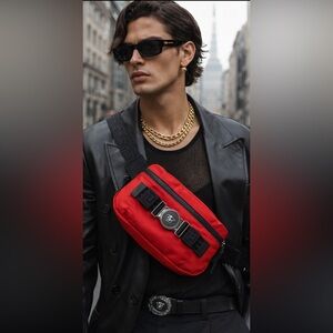Versace fanny pack Red Men's or Crossbody Belt Bag can be unisex  made in italy